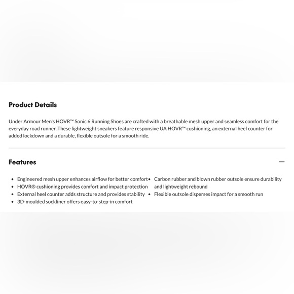 MENS Under Armour HOVR Sonic6 Running shoe . - Picture 8 of 10